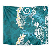 Cyan Polynesian Tribal Frangipani Tropical Vibe Tapestry LT14 - Polynesian Pride