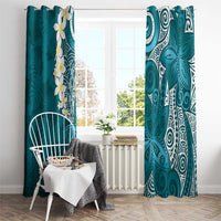 Cyan Polynesian Tribal Frangipani Tropical Vibe Window Curtain LT14 - Polynesian Pride