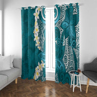 Cyan Polynesian Tribal Frangipani Tropical Vibe Window Curtain LT14 With Grommets Cyan - Polynesian Pride