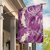 Pink Polynesian Tribal Frangipani Tropical Vibe Garden Flag