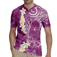 Pink Polynesian Tribal Frangipani Tropical Vibe Rugby Jersey