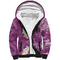 Pink Polynesian Tribal Frangipani Tropical Vibe Sherpa Hoodie