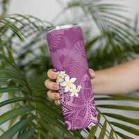 Pink Polynesian Tribal Frangipani Tropical Vibe Skinny Tumbler