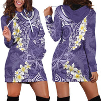Violet Polynesian Tribal Frangipani Tropical Vibe Hoodie Dress
