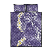 Violet Polynesian Tribal Frangipani Tropical Vibe Quilt Bed Set