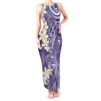 Violet Polynesian Tribal Frangipani Tropical Vibe Tank Maxi Dress