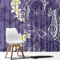 Violet Polynesian Tribal Frangipani Tropical Vibe Window Curtain