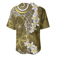 Gold Polynesian Tribal Frangipani Tropical Vibe Baseball Jersey LT14 - Polynesian Pride