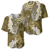 Gold Polynesian Tribal Frangipani Tropical Vibe Baseball Jersey LT14 - Polynesian Pride