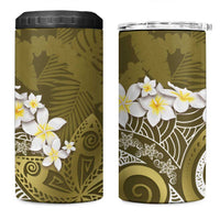 Gold Polynesian Tribal Frangipani Tropical Vibe 4 in 1 Can Cooler Tumbler