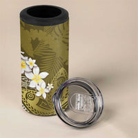 Gold Polynesian Tribal Frangipani Tropical Vibe 4 in 1 Can Cooler Tumbler