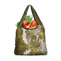 Gold Polynesian Tribal Frangipani Tropical Vibe Grocery Bag
