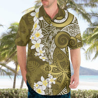 Gold Polynesian Tribal Frangipani Tropical Vibe Hawaiian Shirt