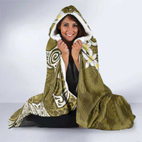 Gold Polynesian Tribal Frangipani Tropical Vibe Hooded Blanket LT14 - Polynesian Pride
