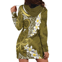 Gold Polynesian Tribal Frangipani Tropical Vibe Hoodie Dress