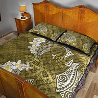 Gold Polynesian Tribal Frangipani Tropical Vibe Quilt Bed Set