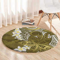 Gold Polynesian Tribal Frangipani Tropical Vibe Round Carpet LT14 - Polynesian Pride