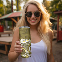 Gold Polynesian Tribal Frangipani Tropical Vibe Skinny Tumbler