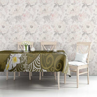 Gold Polynesian Tribal Frangipani Tropical Vibe Tablecloth