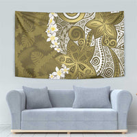 Gold Polynesian Tribal Frangipani Tropical Vibe Tapestry LT14 - Polynesian Pride