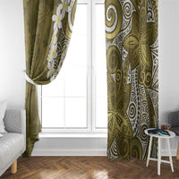 Gold Polynesian Tribal Frangipani Tropical Vibe Window Curtain