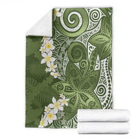 Green Polynesian Tribal Frangipani Tropical Vibe Blanket