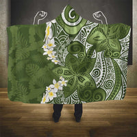 Green Polynesian Tribal Frangipani Tropical Vibe Hooded Blanket LT14 - Polynesian Pride