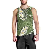 Green Polynesian Tribal Frangipani Tropical Vibe Men Tank Top