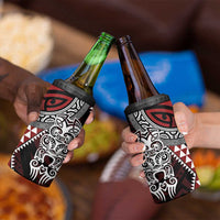 Red Aotearoa Niho Taniwha 4 in 1 Can Cooler Tumbler Maori Mythology Tooth - Taniko Motifs