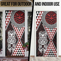 Red Aotearoa Niho Taniwha Door Cover Maori Mythology Tooth - Taniko Motifs - Polynesian Pride