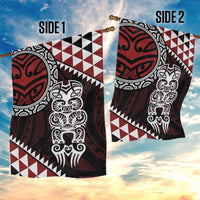 Red Aotearoa Niho Taniwha Garden Flag Maori Mythology Tooth - Taniko Motifs