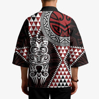 Red Aotearoa Niho Taniwha Kimono Maori Mythology Tooth - Taniko Motifs - Polynesian Pride