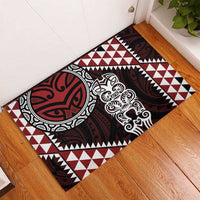 Red Aotearoa Niho Taniwha Rubber Doormat Maori Mythology Tooth - Taniko Motifs