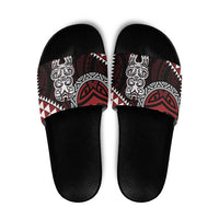 Red Aotearoa Niho Taniwha Slide Sandals Maori Mythology Tooth - Taniko Motifs - Polynesian Pride