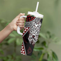 Red Aotearoa Niho Taniwha Tumbler With Handle Maori Mythology Tooth - Taniko Motifs