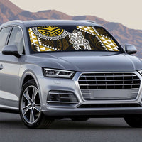 Yellow Aotearoa Niho Taniwha Auto Sun Shade Maori Mythology Tooth - Taniko Motifs - Polynesian Pride