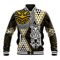 Yellow Aotearoa Niho Taniwha Baseball Jacket Maori Mythology Tooth - Taniko Motifs LT14 Unisex Yellow - Polynesian Pride