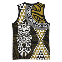 Yellow Aotearoa Niho Taniwha Basketball Jersey Maori Mythology Tooth - Taniko Motifs - Polynesian Pride