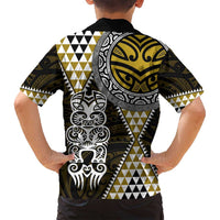 Yellow Aotearoa Niho Taniwha Family Matching Puletasi and Hawaiian Shirt Maori Mythology Tooth - Taniko Motifs