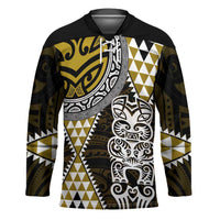 Yellow Aotearoa Niho Taniwha Hockey Jersey Maori Mythology Tooth - Taniko Motifs LT14 Unisex Yellow - Polynesian Pride