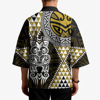 Yellow Aotearoa Niho Taniwha Kimono Maori Mythology Tooth - Taniko Motifs - Polynesian Pride
