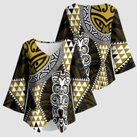 Yellow Aotearoa Niho Taniwha Kimono Sleeve Blouse Maori Mythology Tooth - Taniko Motifs - Polynesian Pride