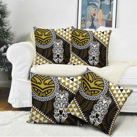 Yellow Aotearoa Niho Taniwha Pillow Cover Maori Mythology Tooth - Taniko Motifs - Polynesian Pride