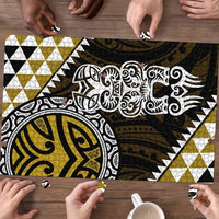 Yellow Aotearoa Niho Taniwha Puzzle Maori Mythology Tooth - Taniko Motifs - Polynesian Pride