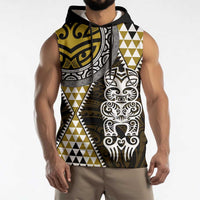 Yellow Aotearoa Niho Taniwha Sleeveless Hoodie Maori Mythology Tooth - Taniko Motifs - Polynesian Pride
