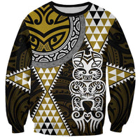 Yellow Aotearoa Niho Taniwha Sweatshirt Maori Mythology Tooth - Taniko Motifs LT14 Unisex Yellow - Polynesian Pride