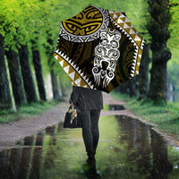 Yellow Aotearoa Niho Taniwha Umbrella Maori Mythology Tooth - Taniko Motifs - Polynesian Pride