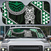 Green Aotearoa Niho Taniwha Auto Sun Shade Maori Mythology Tooth - Taniko Motifs - Polynesian Pride