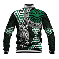 Green Aotearoa Niho Taniwha Baseball Jacket Maori Mythology Tooth - Taniko Motifs LT14 - Polynesian Pride