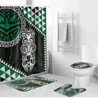 Green Aotearoa Niho Taniwha Bathroom Set Maori Mythology Tooth - Taniko Motifs LT14 Bathroom Set (4 pcs) Green - Polynesian Pride